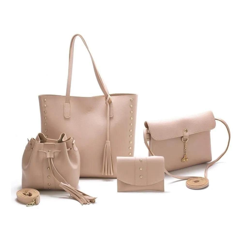 Bolsa Feminina Kit 4 Itens Bolsa Sacola+Festa+Saco+Carteira