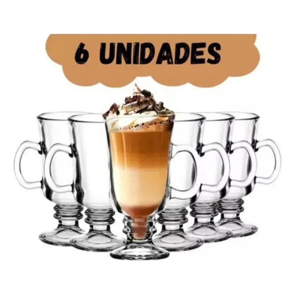 Jogo 6 Canecas Xícara Nespresso Dolce Gusto Vidro Café