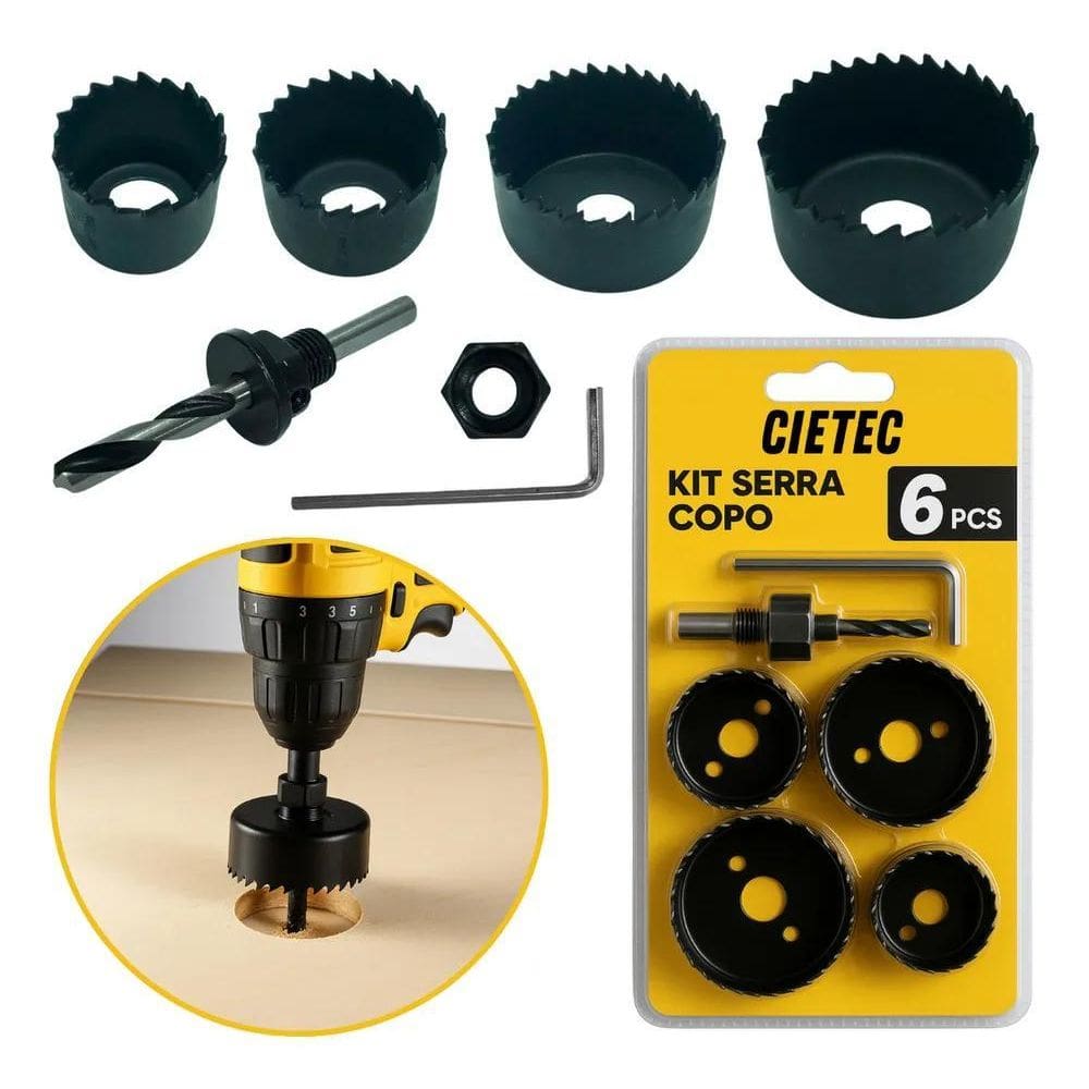 Jogo Serra Copo Para Madeira Gesso Pvc Brocas Cietec
