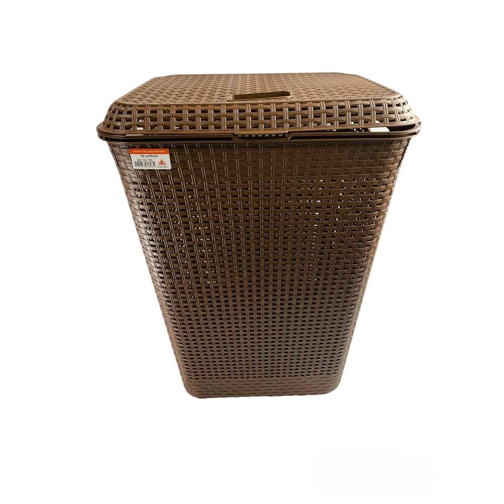 Cesto De Roupa Lixo Telado Com Tampa 72 Litros Rattam