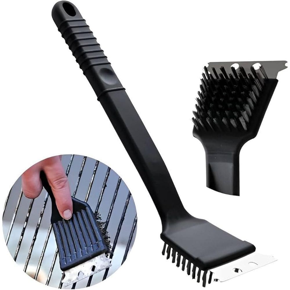 Escova De Churrasqueira Limpa Grelha Espátula Cerdas De Aço