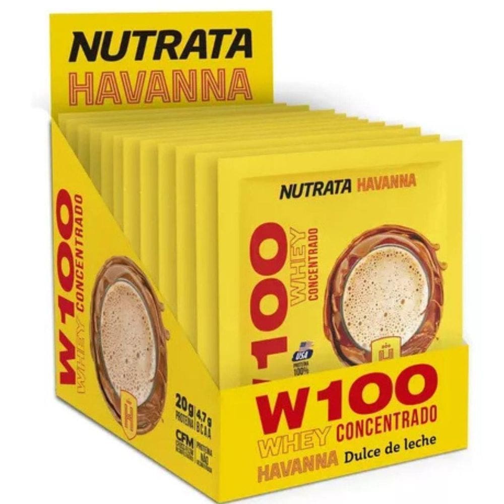 W100 Whey - 12 Sachês 30G Dulce De Leche Havanna - Nutrata