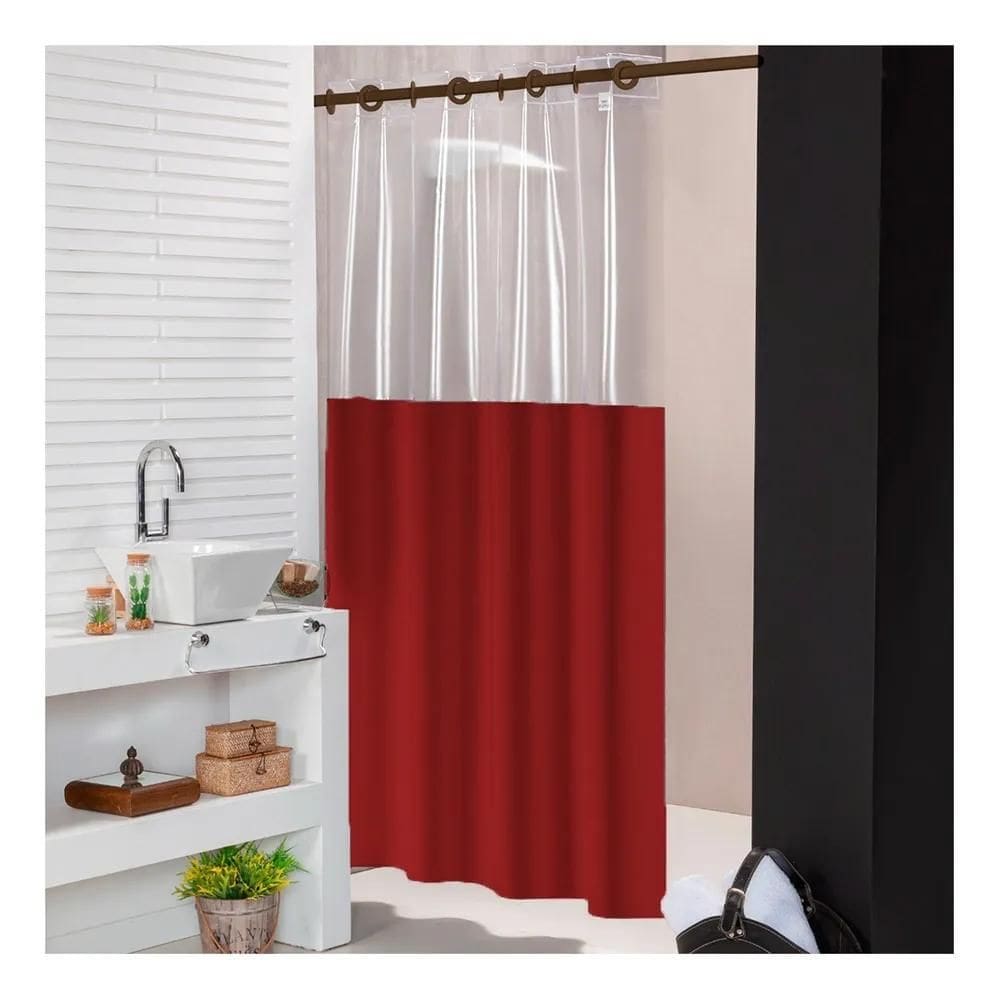 Cortina Para Box Banheiro Impermeável An Cortina Box Vermelh