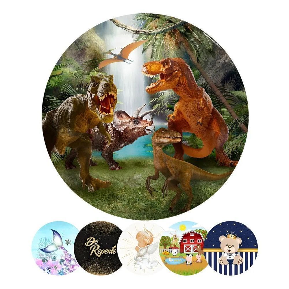 Painel De Festa Redondo Decoração De Aniversário 1, Dinossau