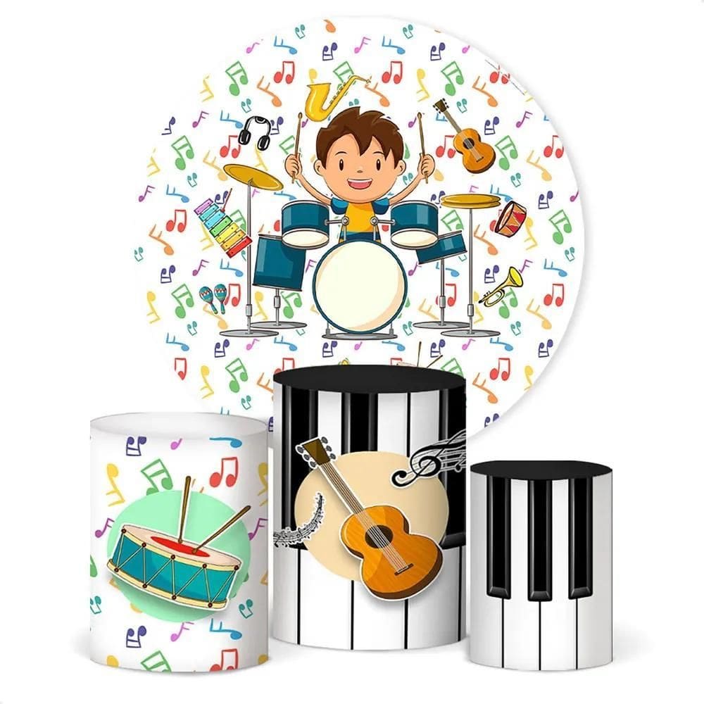 Painel De Festa E Capa Cilindro Decoração Subli Música Menin