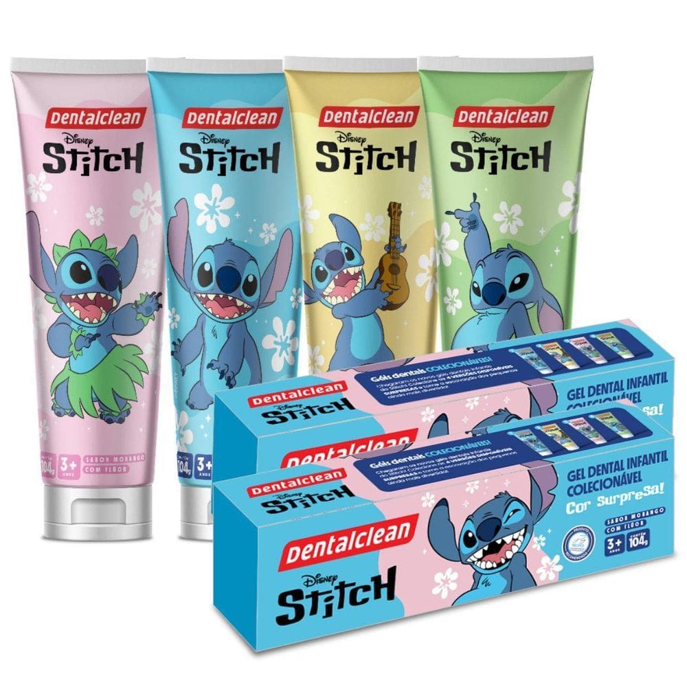 Gel Dental Infantil Stitch Sabor Morango 104G - Dentalclean