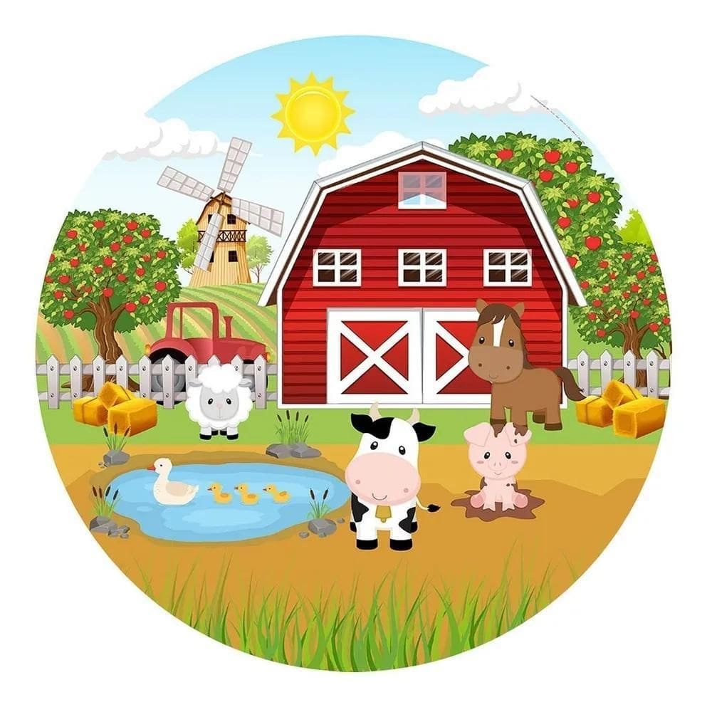 Painel De Festa Redondo Decoração De Aniversário 1, Fazendin