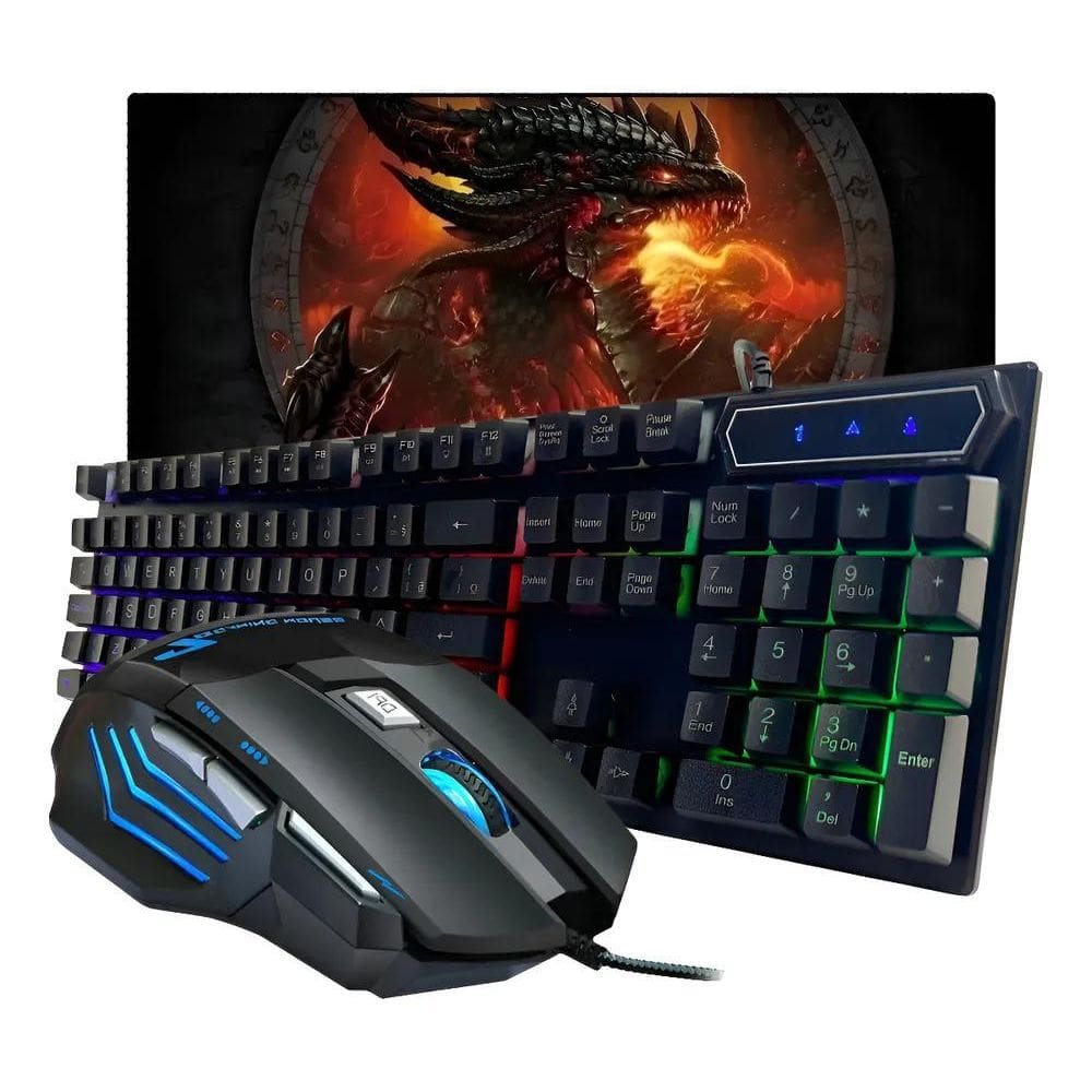 Kit Teclado Gamer Semi Mecanico Led Rgb Mouse Mouse Pad Pre