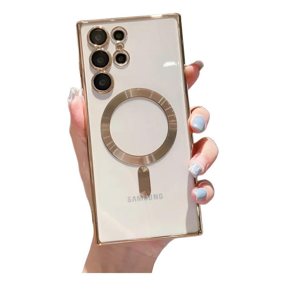 Capa Case Transparente Samsung Magsafe Com Prote Dourado S25