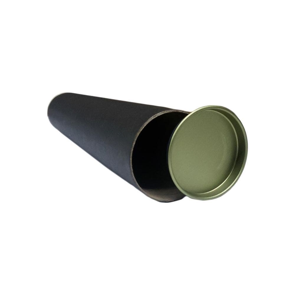 01 Tubo Papelão Postal Preto 65Cm X 6Cm Tampa Metálica