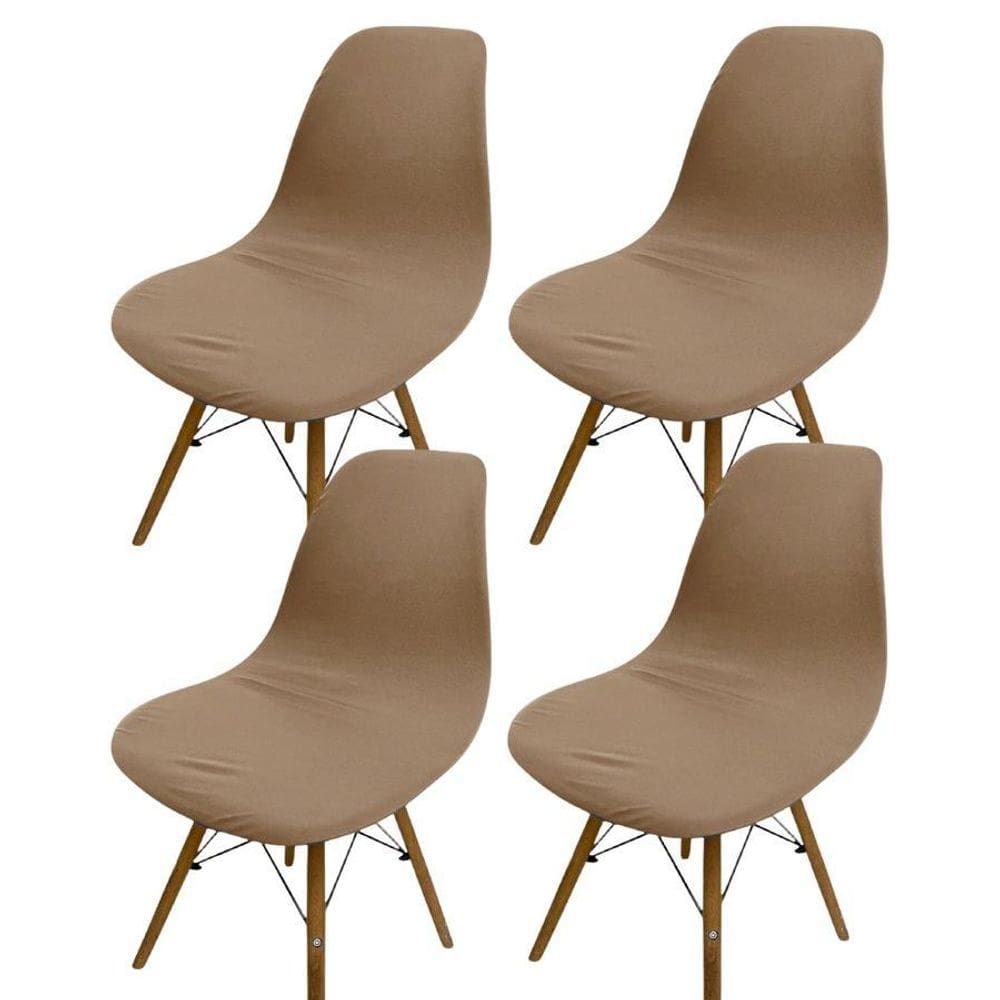 Kit 4 Capa Cadeira Charles Eames Eiffel Pé Palito Malha Lisa