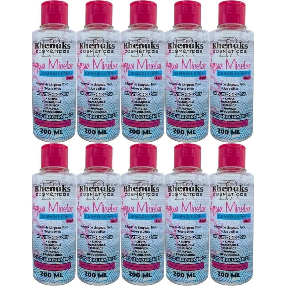 Combo 10 Água Micelar Demaquilante C Ácido Hialurônico 200Ml