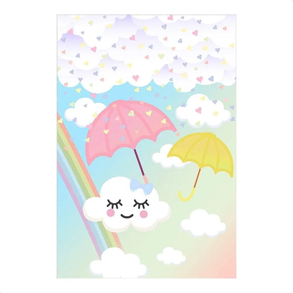 Painel De Festa Retangular Aniversário Sublim Chuva De Amor