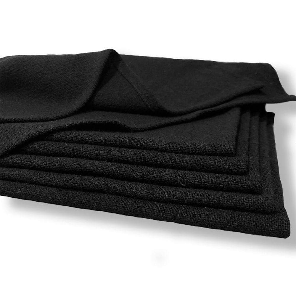 Pano De Prato Preto Pé De Galinha Com Bainha - 5 Unidades