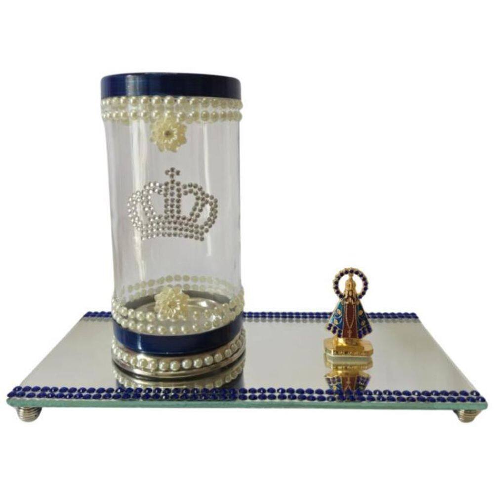 Kit Altar Porta Vela Escultura Nossa Senhora Aparecida