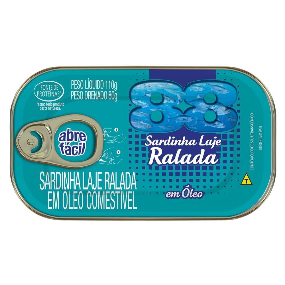 Sardinha Laje Ralada Em Óleo 88 Lata 80G