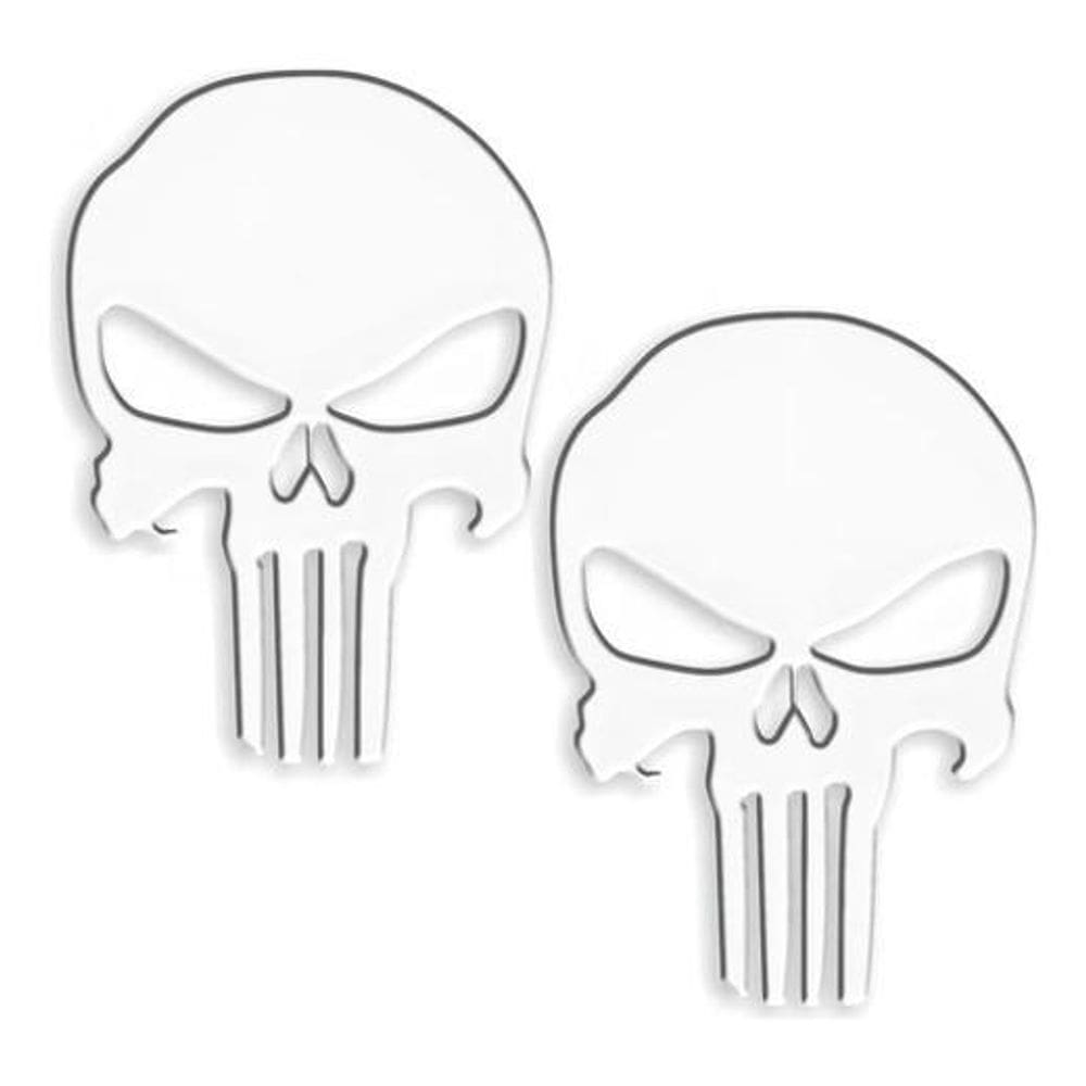 Par Adesivos Punisher Carro Moto Branco Resinados Res27