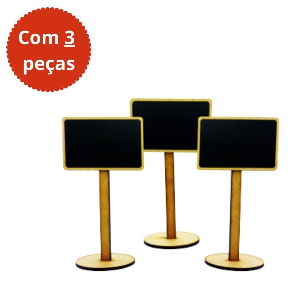 Lousas Decorativas Quadro Negro C/3 Peças + Giz Branco
