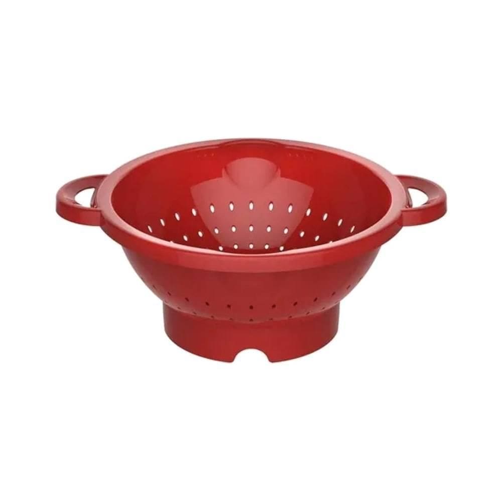 Escorredor De Plástico Massa Alimentos Com Alça Vermelho