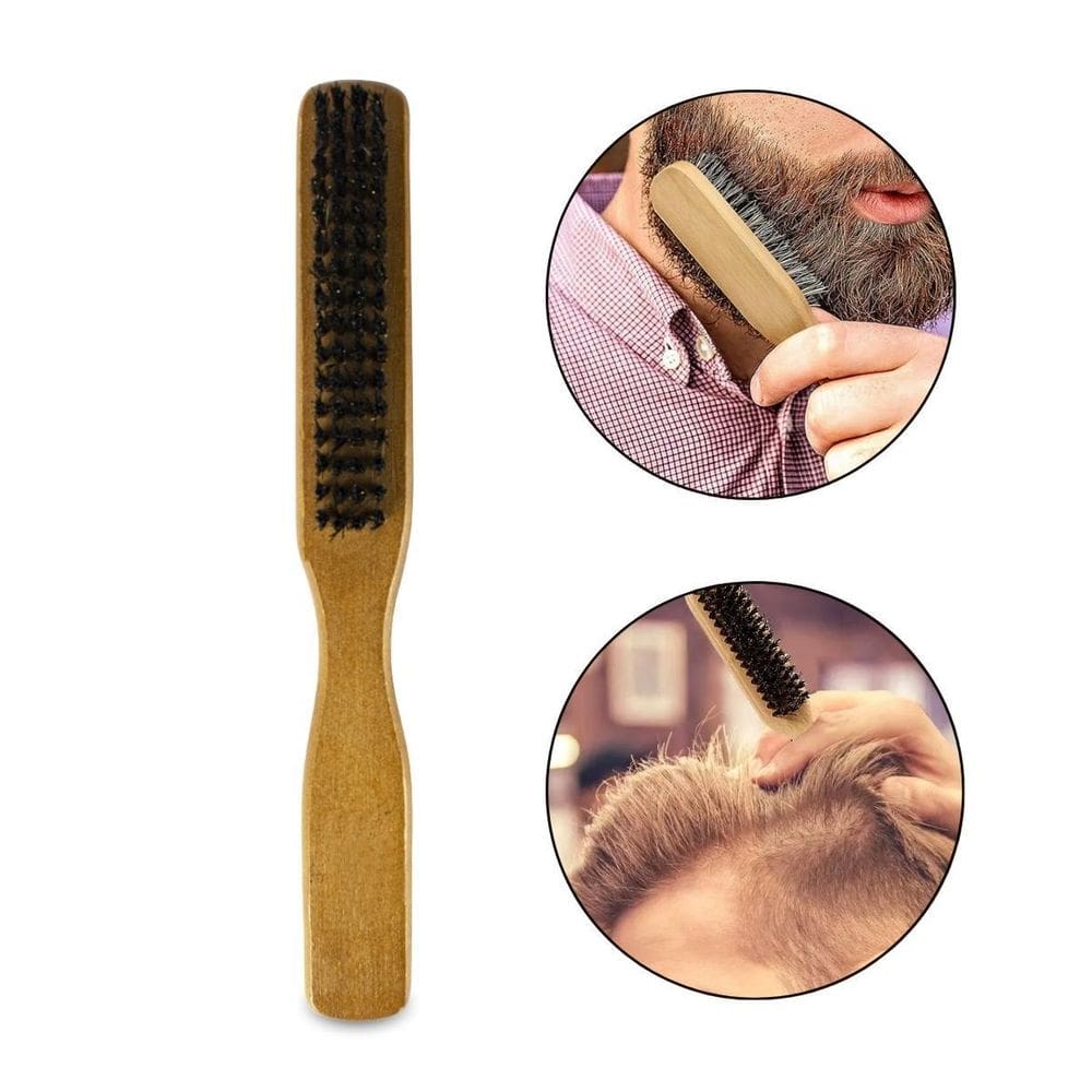Escova Para Barba Bigode E Cabelo Cabo Madeira Profissional