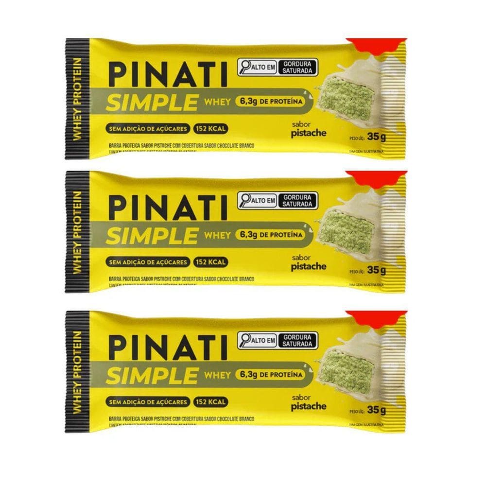 Kit 3 Barra Simple Whey Protein 10G Pistache Pinati