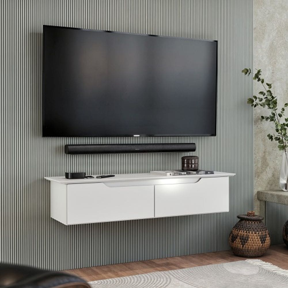 Rack Aparador Suspenso Branco - EJ Móveis