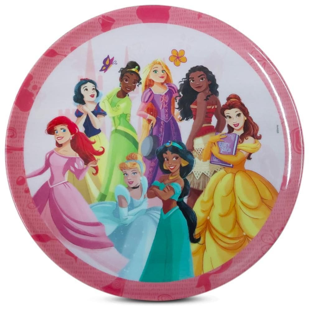 Prato Raso Infantil Disney Princesas Meninas Melamine 20Cm