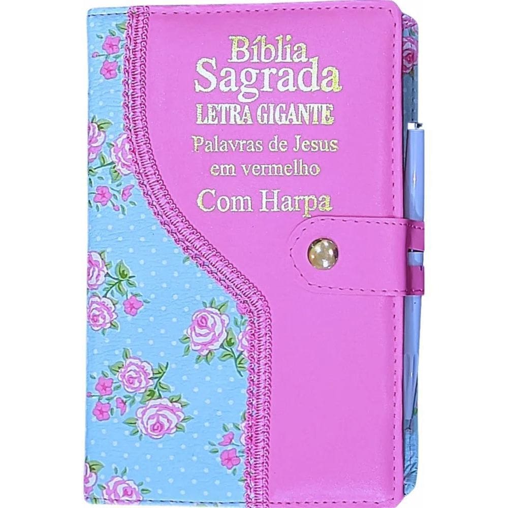 Bíblia Com Letra Grande - Com Harpa E Corinhos Femin Pink