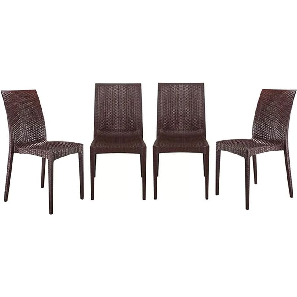 Kit 4 Cadeiras Rattan Marrom