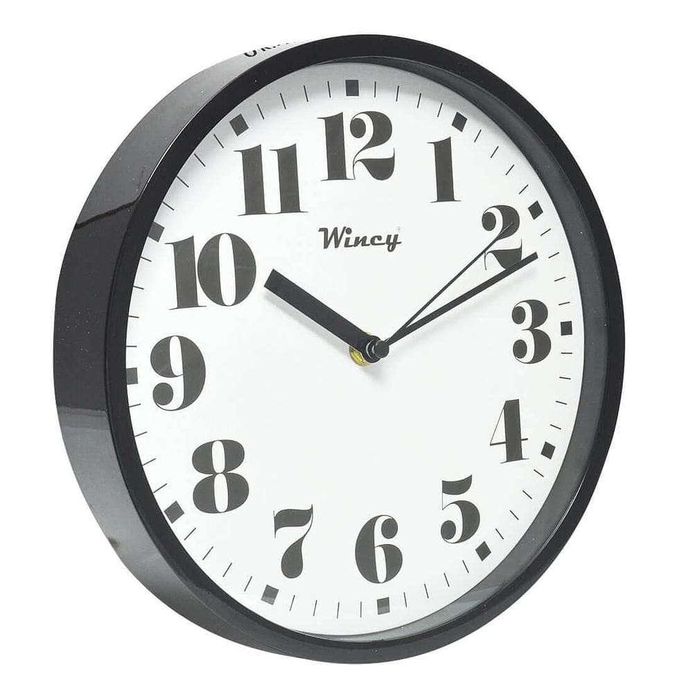 Relógio de Parede 24cm Silencioso Preto | Vidro | Pilha AA