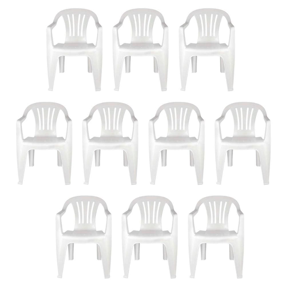 Kit 10 Cadeiras Poltrona Plástica Empilhavel Reforçada 182kg Mor