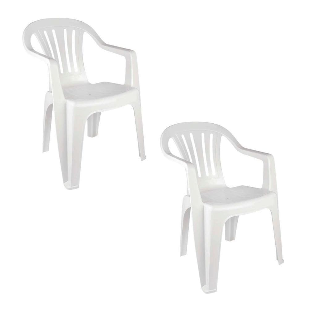 Kit 2 Cadeiras Poltrona Plástica Empilhavel Reforçada Branca 182kg Mor
