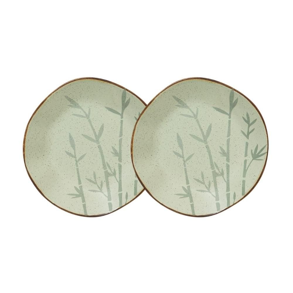 Conjunto 2 Pratos Fundos 22,5 cm Ryo Bambu Porcelana Oxford