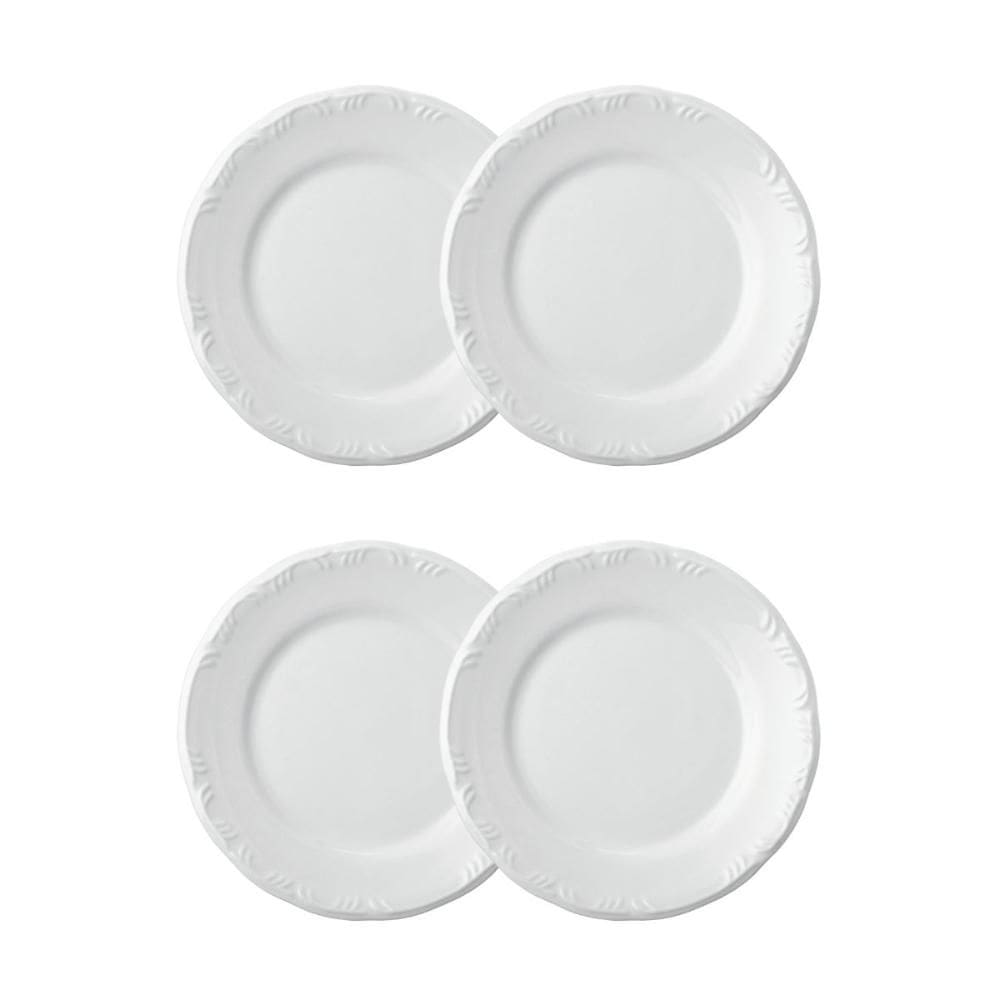 Jogo 4 Pratos Rasos Pomerode Brancos 25,6 cm Porcelana Schmidt