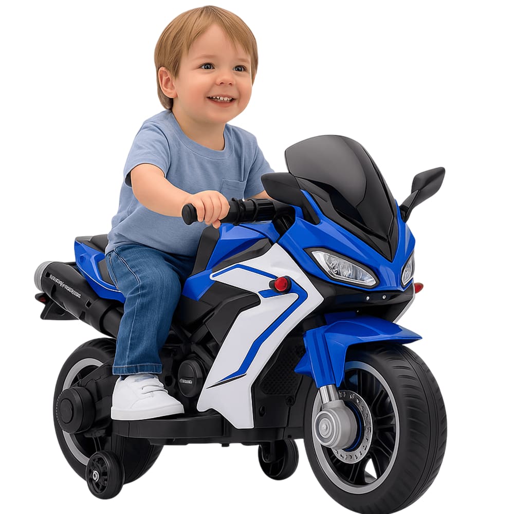 Moto Elétrica Bang Toys Infantil Aura G2 com Rodinhas Azul 12V