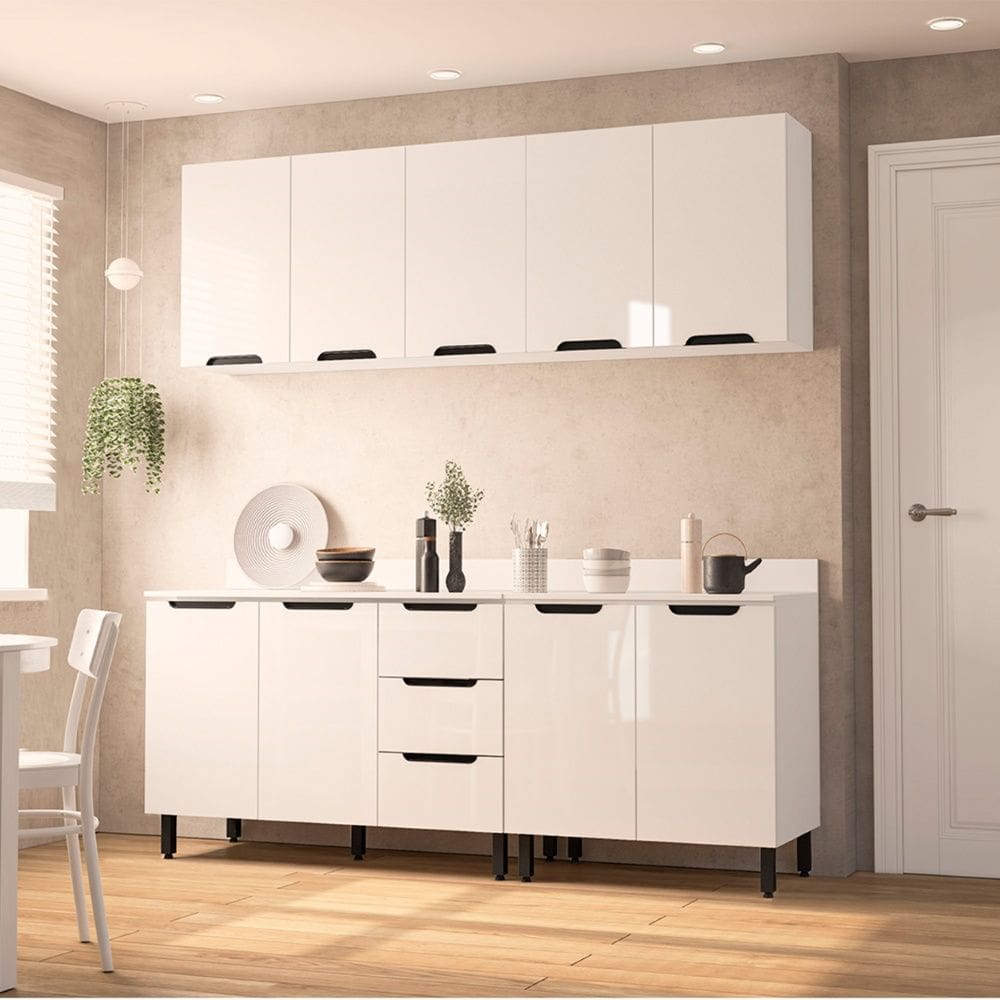 Cozinha Compacta 250065 4 Peças Meena Com Tampo Branco Politorno Móveis