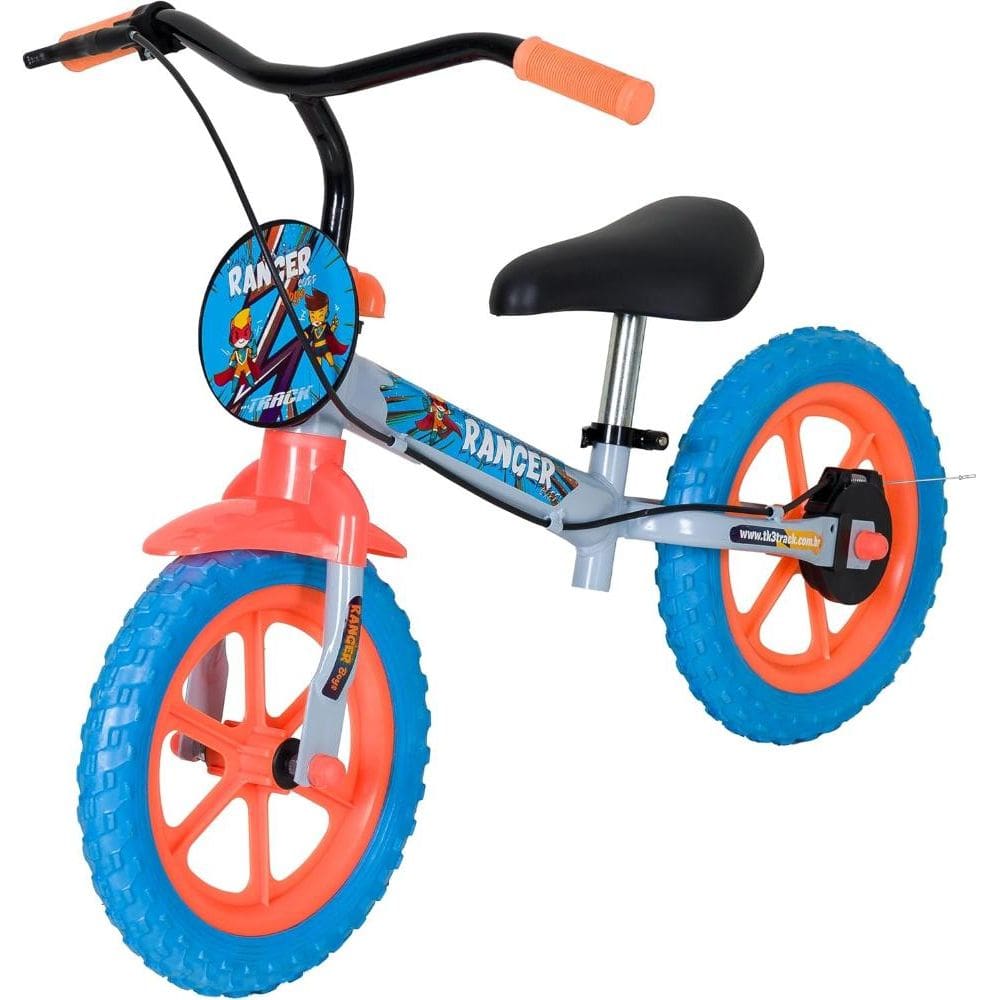 Bicicleta de Equilíbrio Infantil Track Ranger CO Azul Retrô e Laranja Aro 12