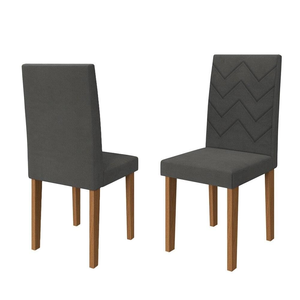 Conjunto 2 Cadeiras de Jantar Estofada Indekes Maia, Freijó e Grafite