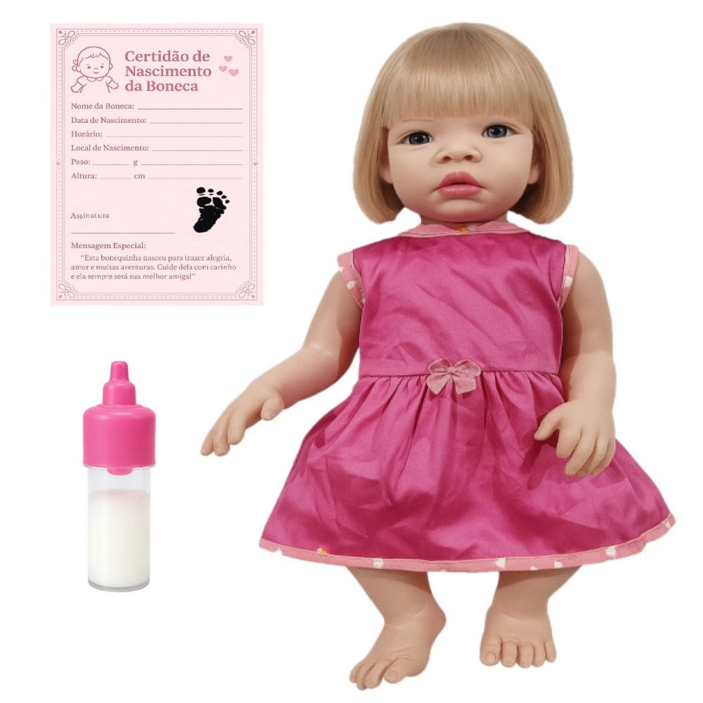 Kit Boneca Baby Kiss Sid Nyl Loira Brinquedo Bebê C/ Certidão