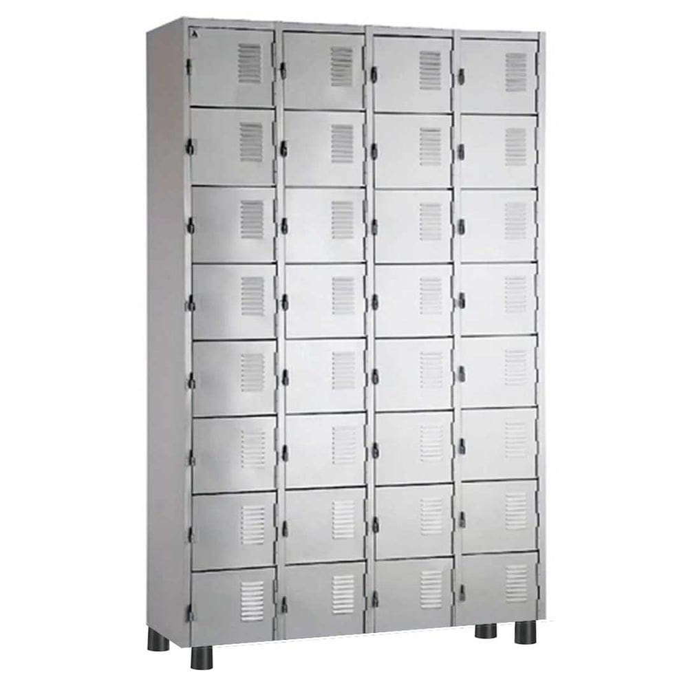 Armário de Aço 32 Portas Locker Pitão para Cadeado Vestiário Academia Empresas Durável e Reforçado