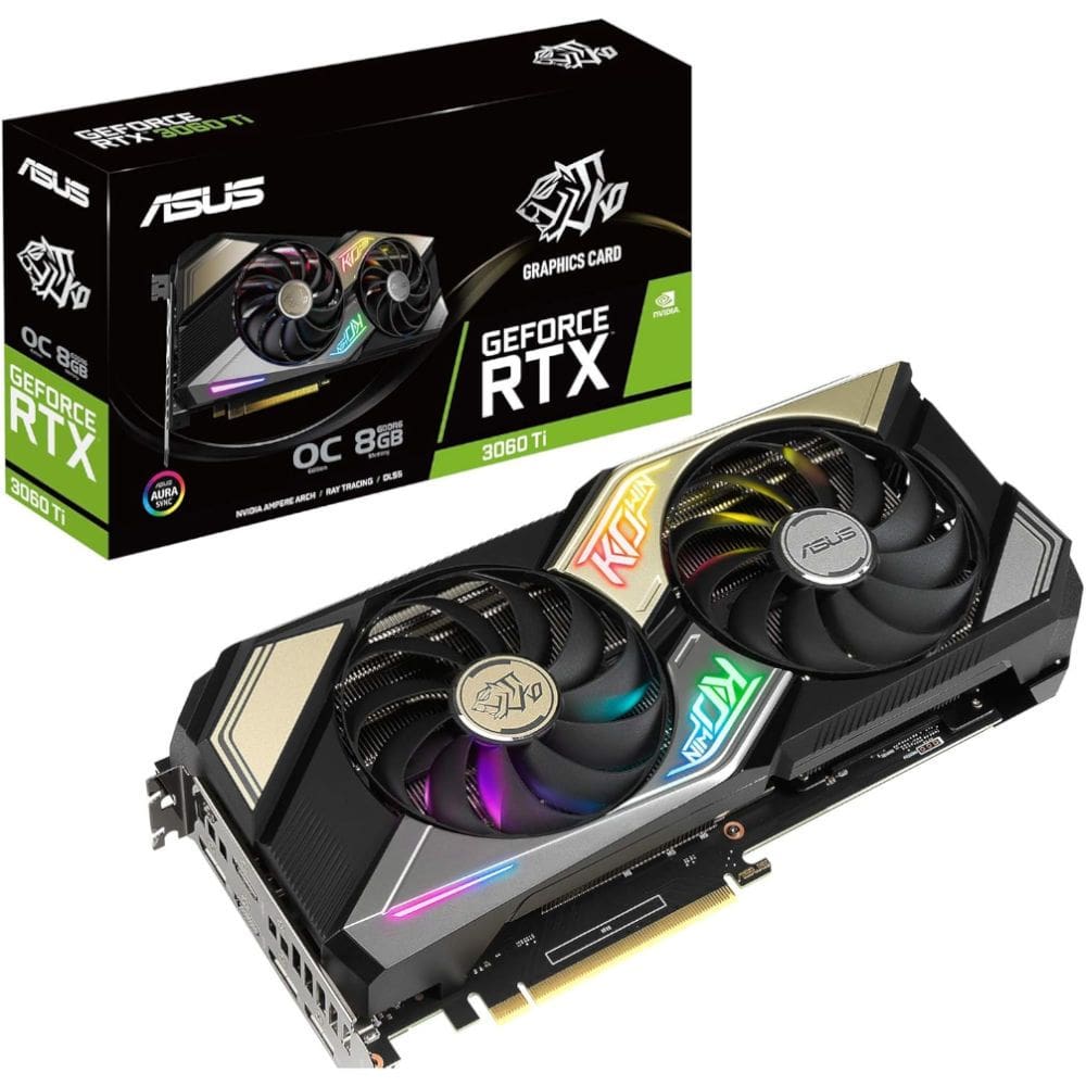Placa Vídeo ASUS GeForce RTX 3060 Ti KO OC V2, 8GB GDDR6, 256-Bit, 1695MHz Boost, PCIe 4.0, 3xDP, 2xHDMI, LHR