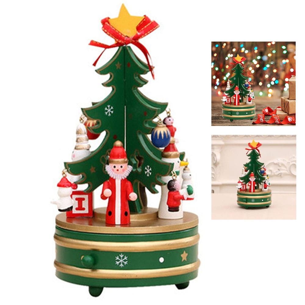 Arvore Caixa de Musica Natal Natalino Caixinha Giratoria Enfeite Decoraçao Boneco de Neve Papai Noel Festa Fim de Ano