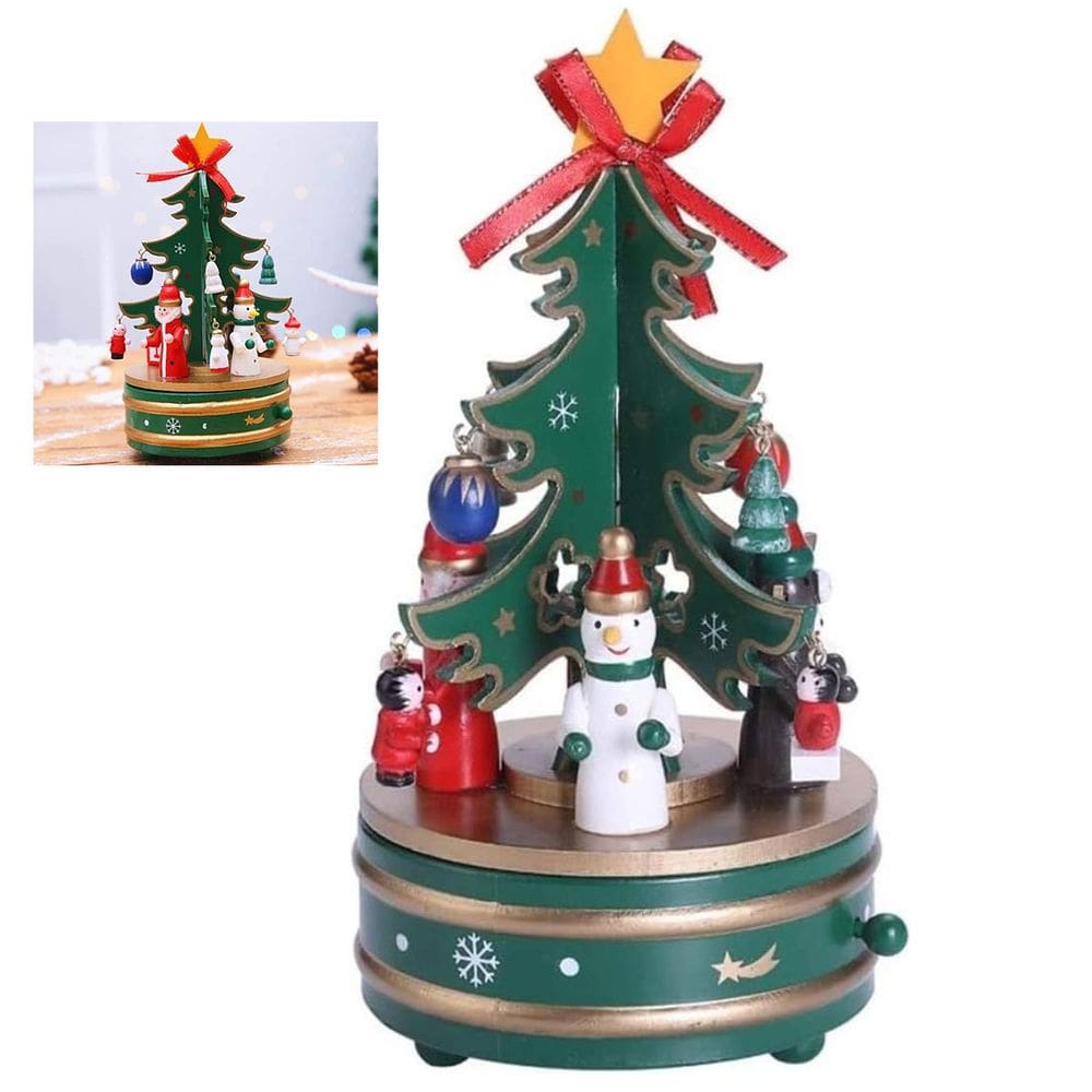 Arvore Caixa de Musica Natal Natalino Caixinha Giratoria Decoraçao Enfeite Papai Noel Boneco de Neve Festa Fim de Ano Mesa Estante