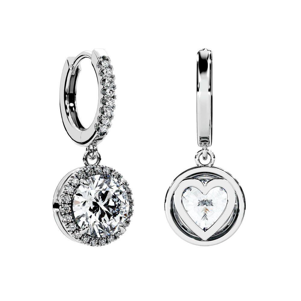 Brinco SIGALIT Halo Moissanite Drop Ródio Vermeil