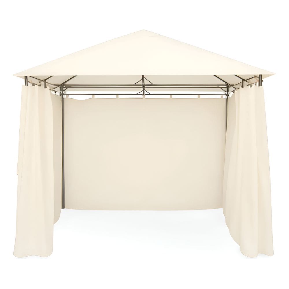 Gazebo Em Aco Com Cortinas Em Poliester 3x3 Tenda Ventura Bege Claro
