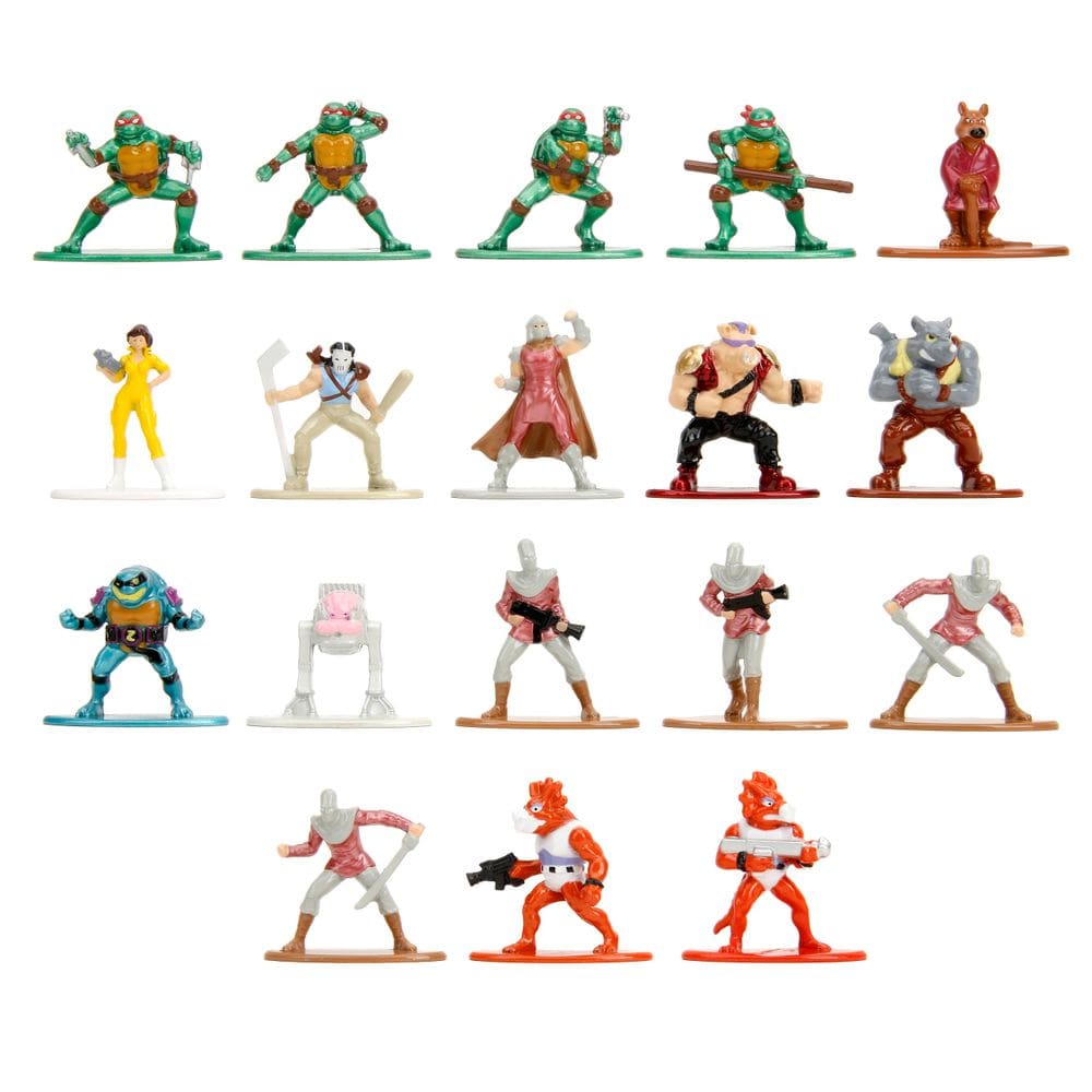 Bonecos fundidos sob pressão Toy Jada Toys TMNT Nano Metalfigs, pacote com 18