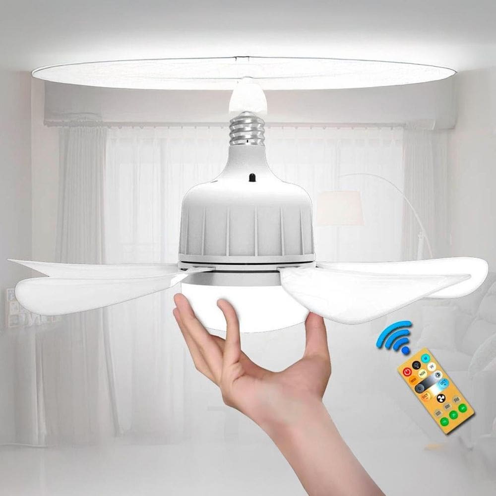 Ventilador Teto Silencioso Controle 6 Pás E Lâmpada Bivolt