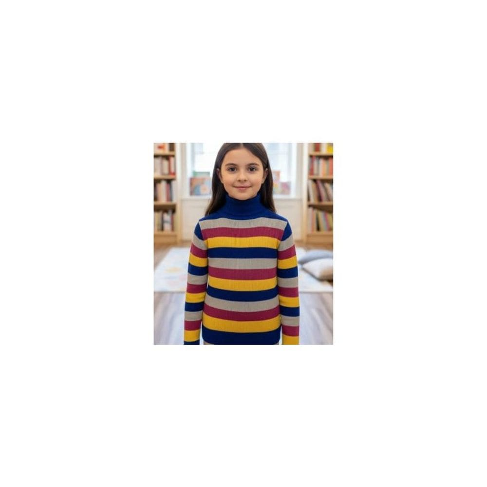 Blusa Feminina Tricot Cajan ML Listras Coloridas