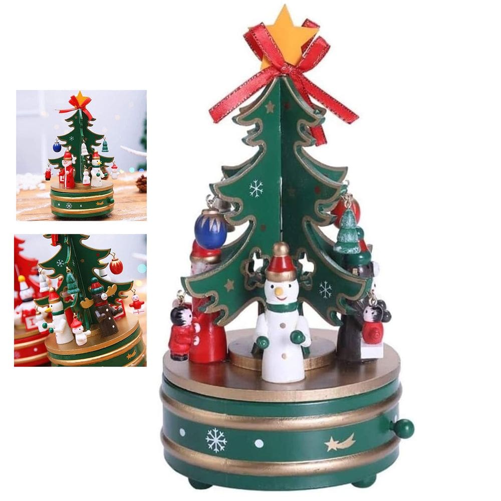 Arvore Caixa de Musica Natal Natalino Caixinha Enfeite Giratorio Decoraçao Papai Noel Boneco de Neve Festa Fim de Ano