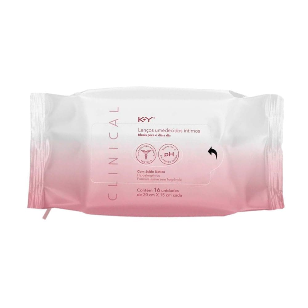 K-Y Clinical Lenços Umedecidos Íntimos 16 Unidades